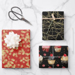 Hoja De Papel De Regalo Glam Black Red Gold Birday<br><div class="desc">Glam Black Red Gold Birday</div>