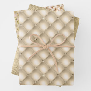 Hoja De Papel De Regalo Glam Cream Champagne Diamond Glitz Boda