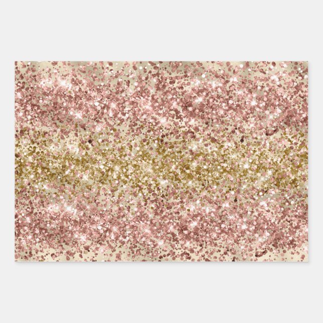 Hoja De Papel De Regalo Glam Girly Purpurina rosado Sparkle Confetti (Anverso)