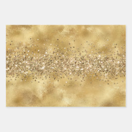 Hoja De Papel De Regalo Glam Gold Purpurina Confetti     