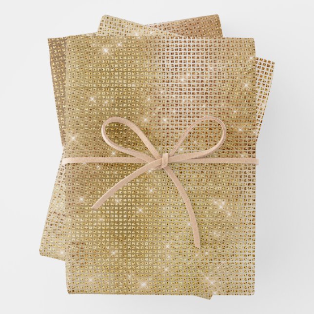 Hoja De Papel De Regalo Glam Gold Sparkle (In situ)