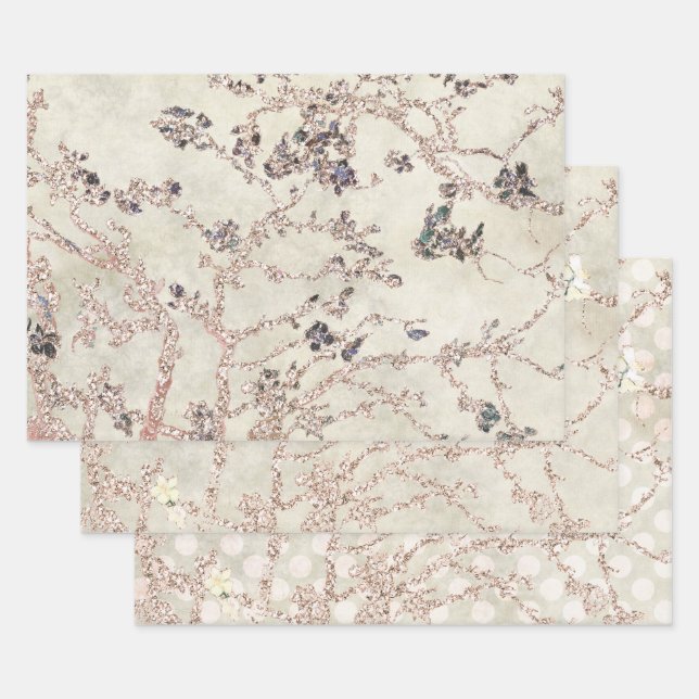 Hoja De Papel De Regalo Glam Lavender Almond Blossoms  (Set)
