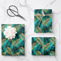 Glam Palm deja oro negro Relieve metalizado de imi