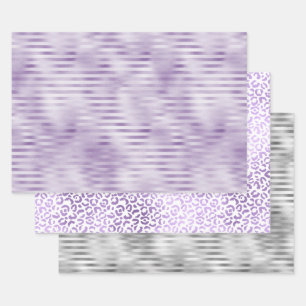Hoja De Papel De Regalo Glam Purple Stripes