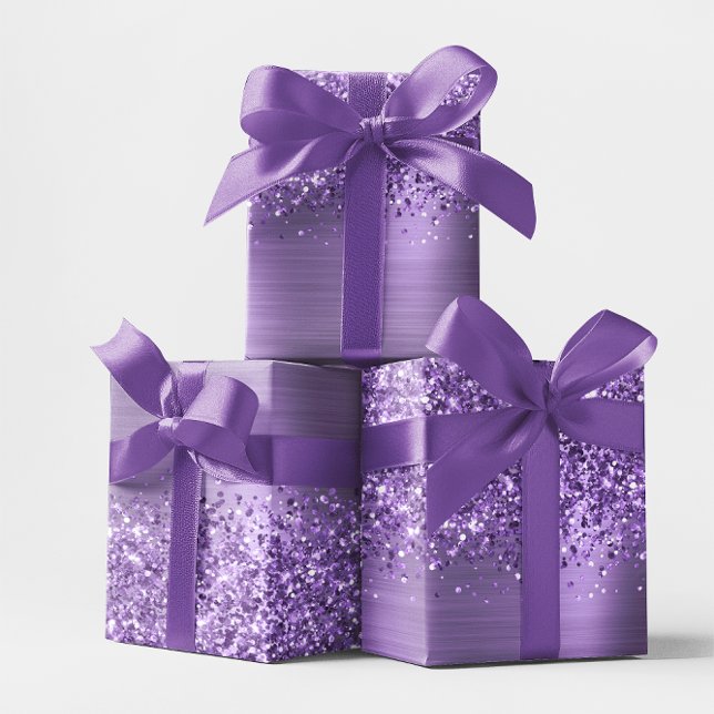 Hoja De Papel De Regalo Glam púrpura claro Purpurinoso (Glittery Light Purple Glam Wrapping Paper Sheets)