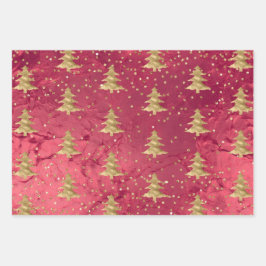 Hoja De Papel De Regalo Glam Red Gold Christmas Tree