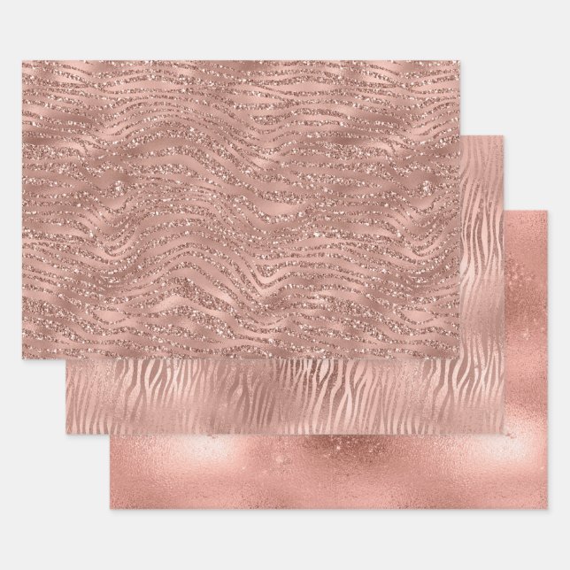 Hoja De Papel De Regalo Glam rosa dorado Rosa (Set)