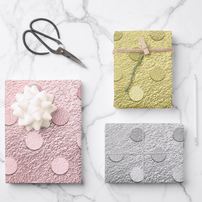 Hoja De Papel De Regalo Glam Silver Purpurina metálico de oro rosa Sparkle (Anverso)