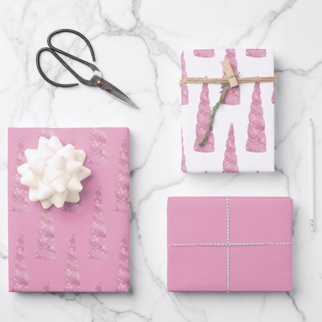 Hoja De Papel De Regalo Glam Unicornio Sparkle Pink Gold (Anverso)