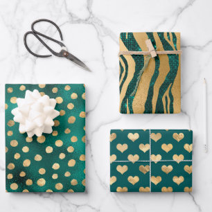 Hoja De Papel De Regalo Glamor Teal y Dorado
