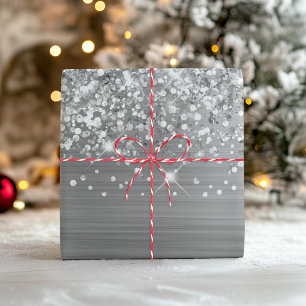 Hoja De Papel De Regalo Glamour Plateado Brillante