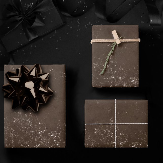 Hoja De Papel De Regalo Glimmery Bronze Grunge | Rich Brown Glam Damask (Subido por el creador)