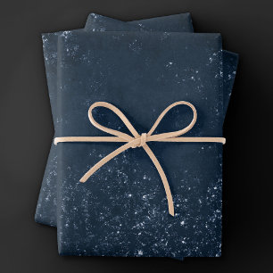 Hoja De Papel De Regalo Glimmery Navy Grunge   Damasco azul oscuro de zafi