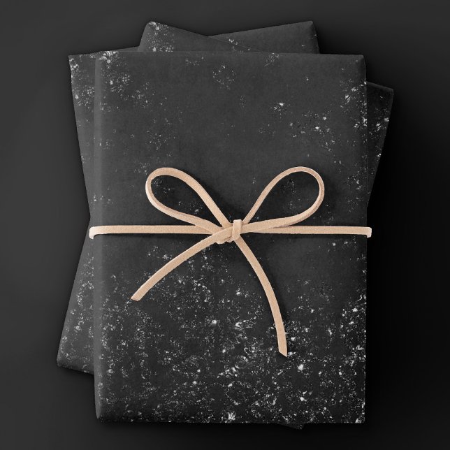 Hoja De Papel De Regalo Glimmery Onyx Grunge | Silvery Black Glam Damask (Subido por el creador)