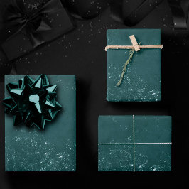 Hoja De Papel De Regalo Glimmery Verde azulada Grunge | Rich Dark Green Gl