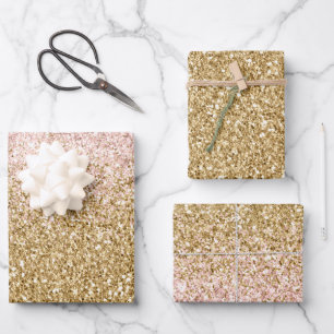 Hoja De Papel De Regalo Glitz, Purpurina de oro rosado de Rubor