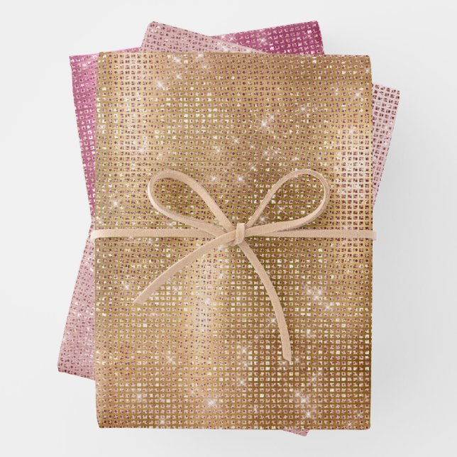 Hoja De Papel De Regalo Glitzy Champagne Gold Sparkle Glam (In situ)