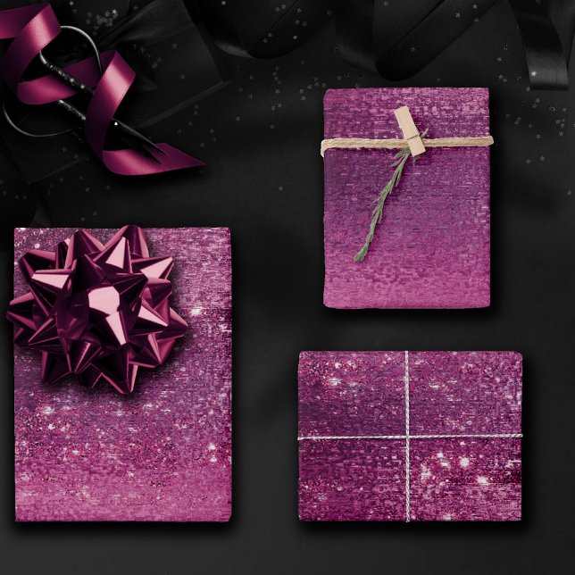 Hoja De Papel De Regalo Glitzy Foil | Magenta Rosa Caliente Rubor Falso Br (Subido por el creador)