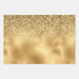 Hoja De Papel De Regalo Glitzy Gold Glam Purpurina Sparkle     