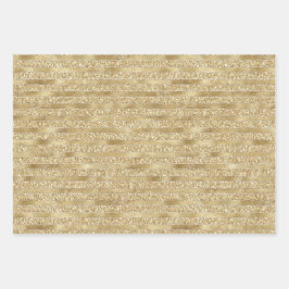 Hoja De Papel De Regalo Glitzy Gold Glam Purpurinas Stripes