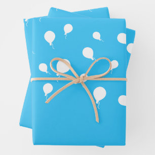 Hoja De Papel De Regalo Globos blancos sobre azul pastel