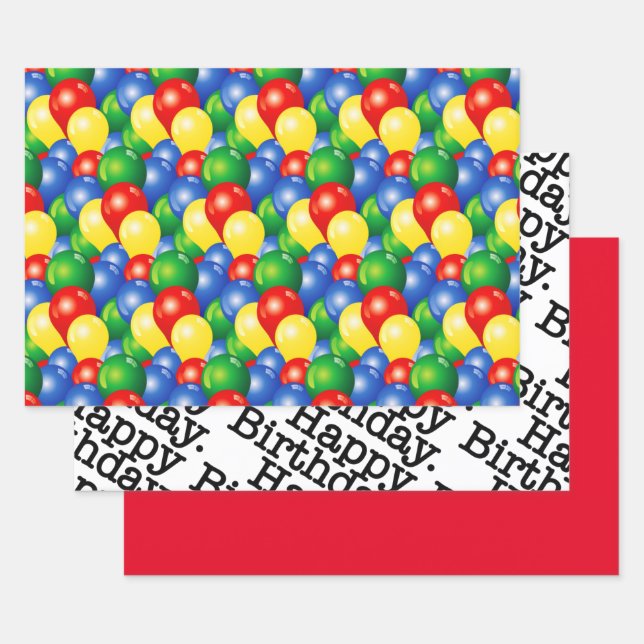 Hoja De Papel De Regalo Globos de cumpleaños felices tradicionales (Set)