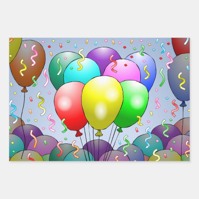 Hoja De Papel De Regalo Globos de fiesta coloridos (Anverso)