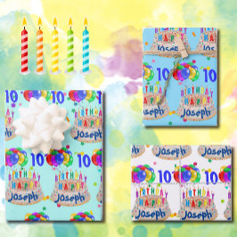 Hoja De Papel De Regalo Globos de pasteles de cumpleaños añaden nombres a