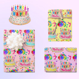 Hoja De Papel De Regalo Globos de pasteles de cumpleaños Añadir Chicas DE 
