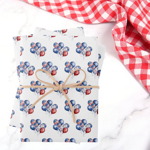 Hoja De Papel De Regalo Globos patrióticos de la bandera azul roja de Esta