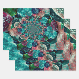 Hoja De Papel De Regalo Globos retro azul Verde azulado de color turquesa 