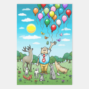 Hoja De Papel De Regalo Globos y cumpleaños, ¡la pareja perfecta!