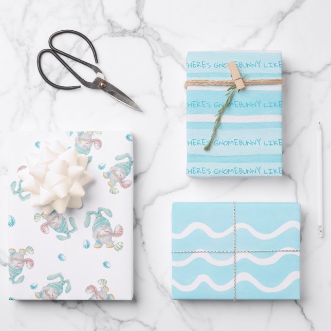 Hoja De Papel De Regalo Gnome Bunny Like You Easter (Anverso)