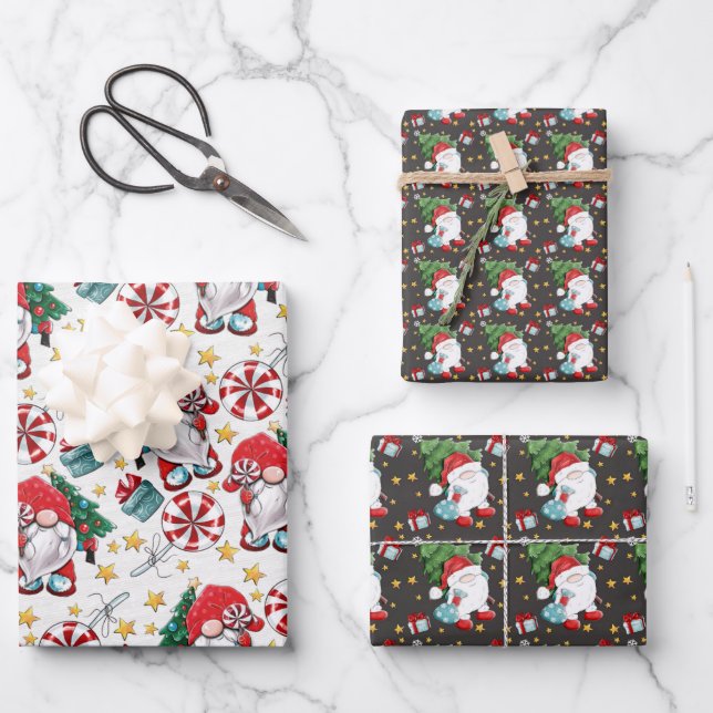 Hoja De Papel De Regalo Gnome de los Navidades pequeños (Anverso)