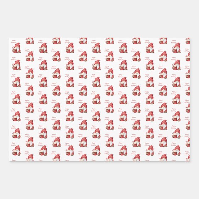 Hoja De Papel De Regalo Gnome Peppermint Cocoa (Anverso)