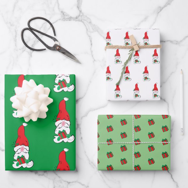 Hoja De Papel De Regalo Gnome Santa (Anverso)