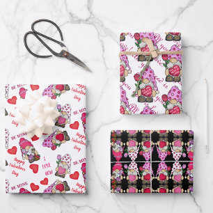 Hoja De Papel De Regalo Gnomes adorables de San Valentín