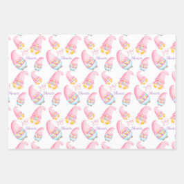 Hoja De Papel De Regalo Gnomes de Baby Shower rosados 