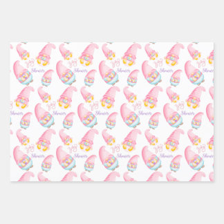 Hoja De Papel De Regalo Gnomes de Baby Shower rosados