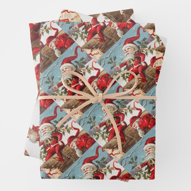 Hoja De Papel De Regalo Gnomes dragging a cut tree trunk through the snow (In situ)