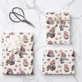 Hoja De Papel De Regalo Gnomes horneando pastelitos se burlan de la moda a