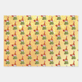 Hoja De Papel De Regalo Gnomes, Navidades Purpurinas de baloncesto