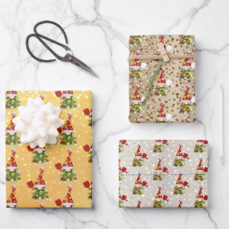 Hoja De Papel De Regalo Gnomes, Navidades Purpurinas de baloncesto