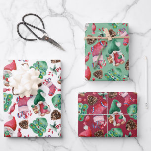Hoja De Papel De Regalo Gnomes Y Símbolos navidades