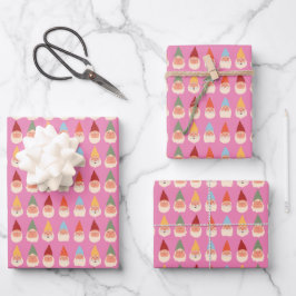 Hoja De Papel De Regalo Gnomo de jardín fondo rosa
