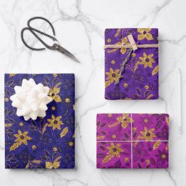 Hoja De Papel De Regalo Gold Christmas Poinsettia Flowers