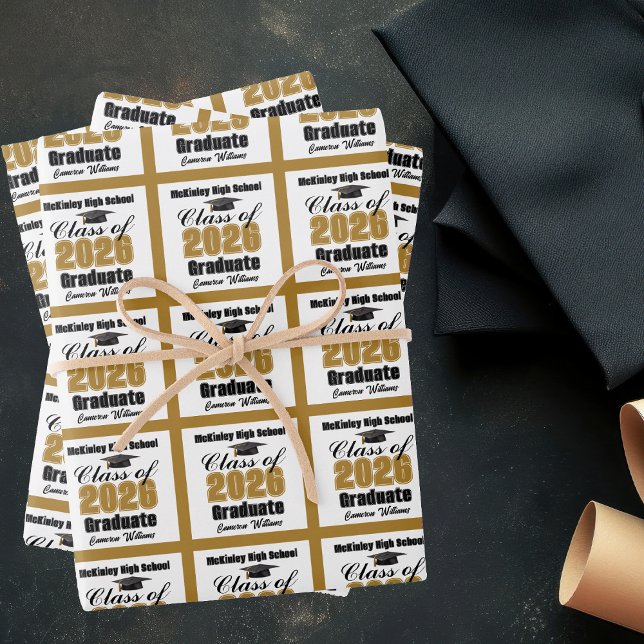 Hoja De Papel De Regalo Gold Class of 2026 Customized Graduation (Subido por el creador)