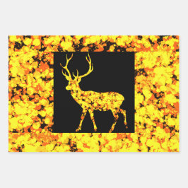 Hoja De Papel De Regalo Gold Deer Splattered Paint 