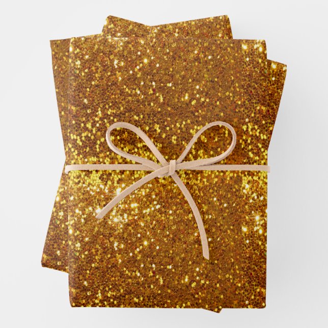 Hoja De Papel De Regalo Gold Glitter (In situ)