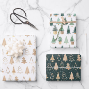 Hoja De Papel De Regalo Gold Green Boho Christmas Treendy